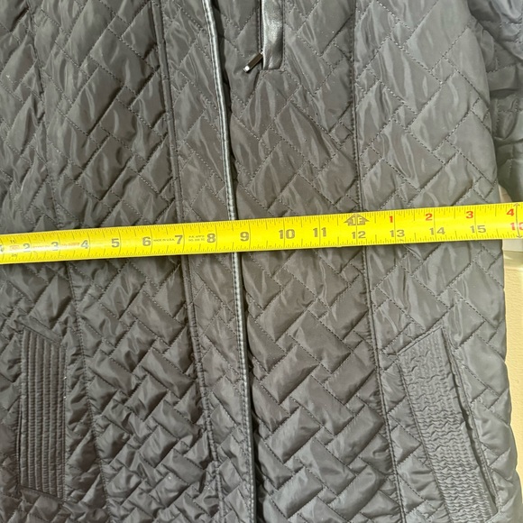 Cole Haan Quilted Coat Jacket Pockets Zipper Lined Belted Straight Minimalist M - Picture 15 of 15